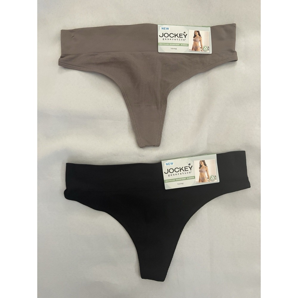 NEW JOCKEY Generation Seamfree Ribbed Thong Panty Womens Small 2 Pair Multicolor